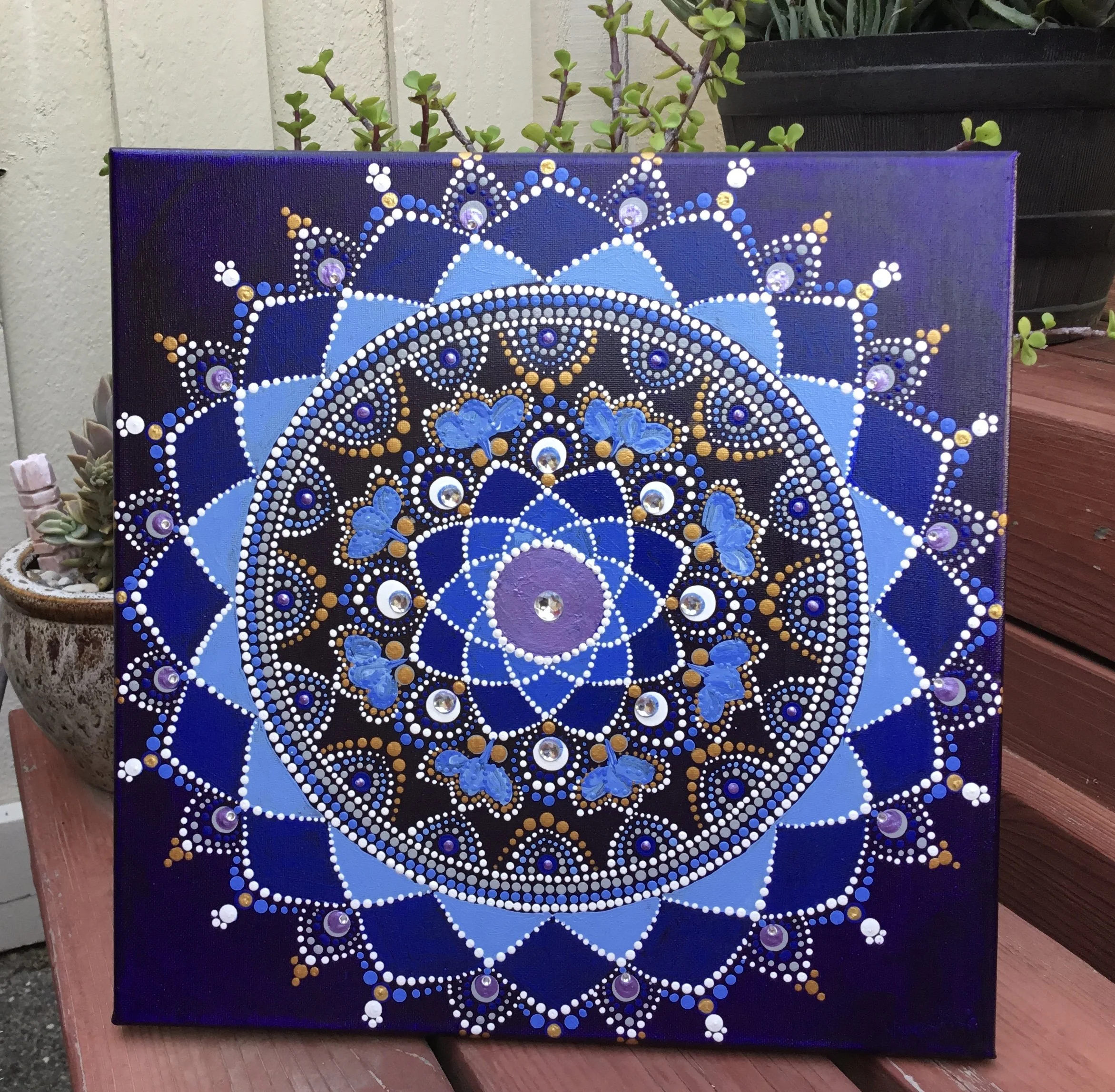 14" x 14" Floral in Blue