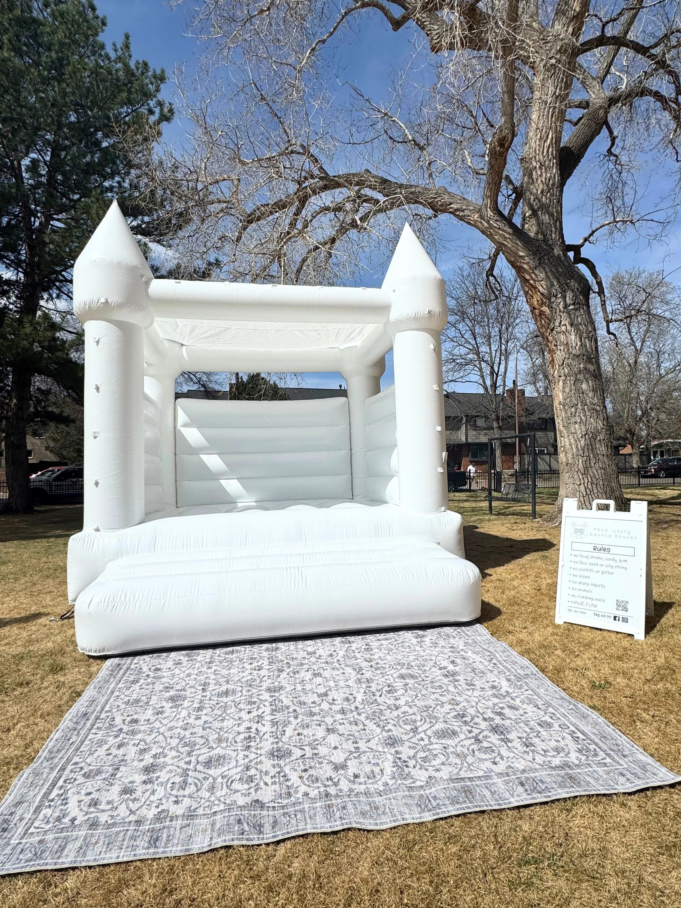 White modern bounce house northern Colorado party
