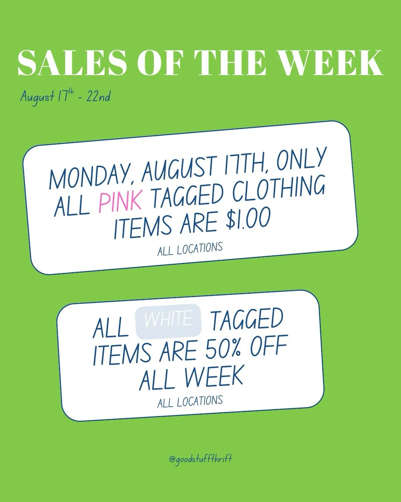 Our sales this week! We are excited for another week of great finds! 

#thrifted #thrifthaul #salesoftheweek #nonprofitorganization