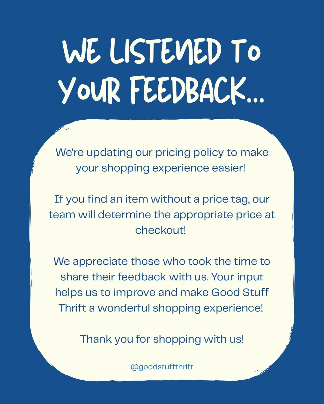 Thank you for your feedback and understanding as we work to create the best shopping experience possible!!