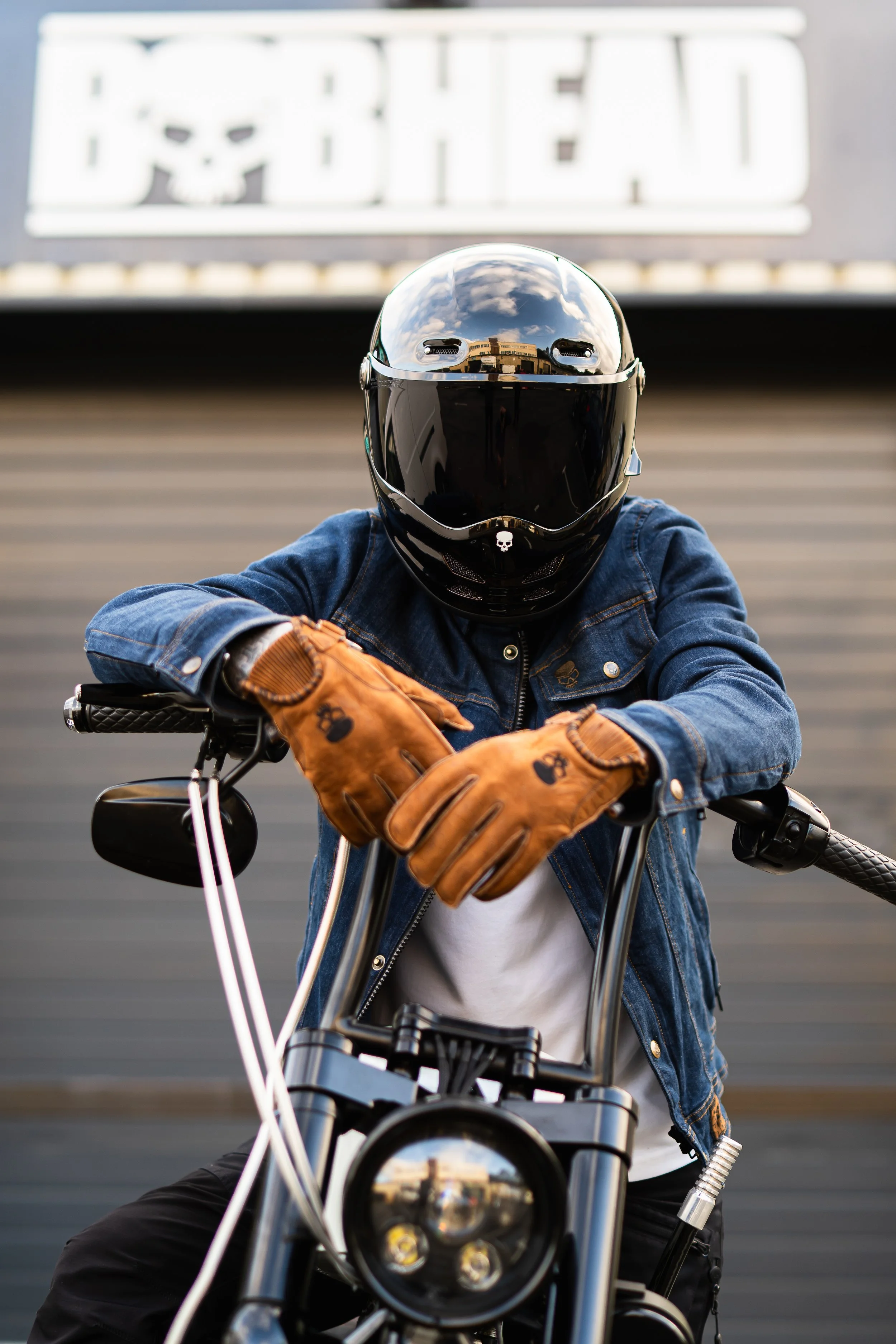 Photo of a motorcycle rider wearing BOBHEAD clothing