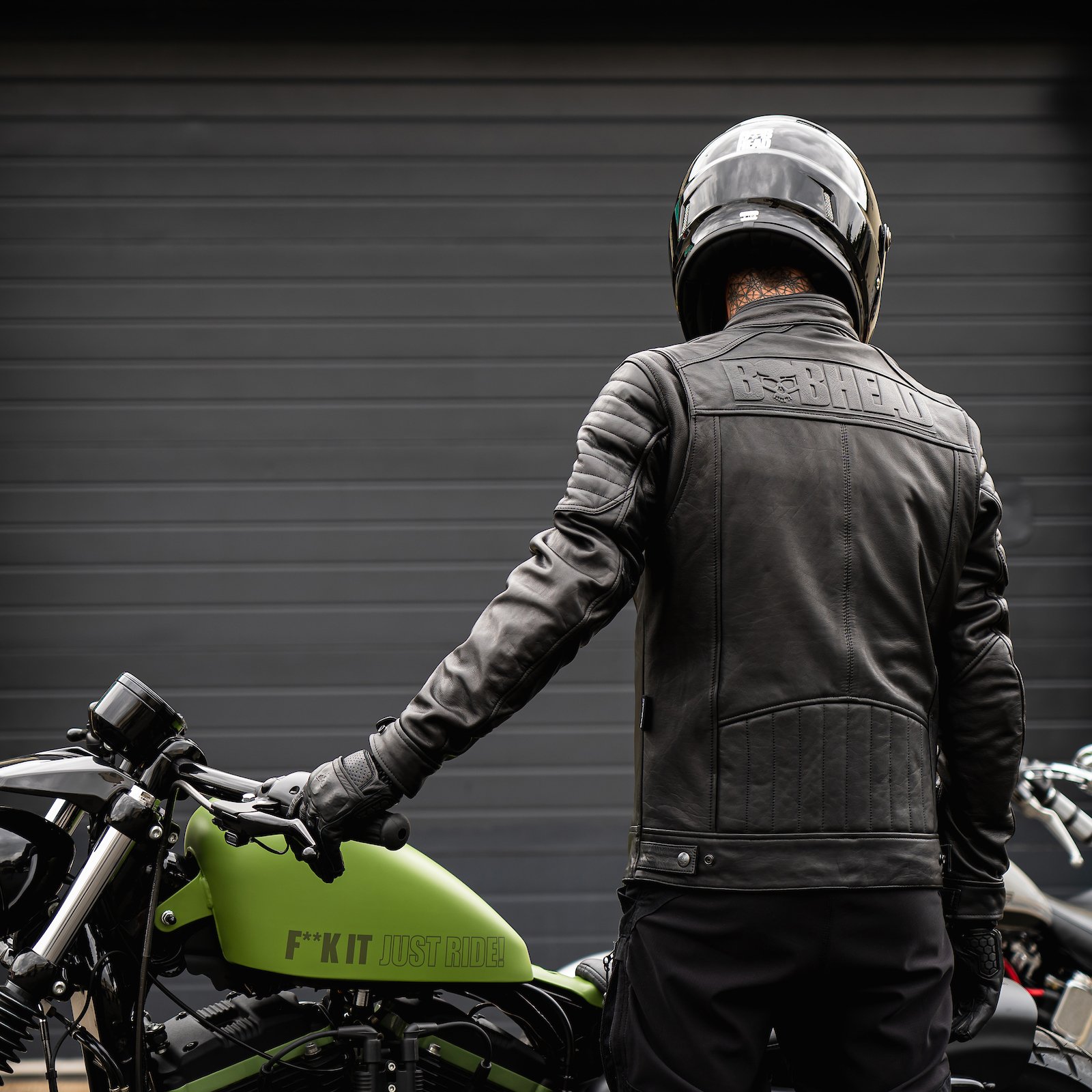 Photo of a motorcycle rider wearing BOBHEAD clothing