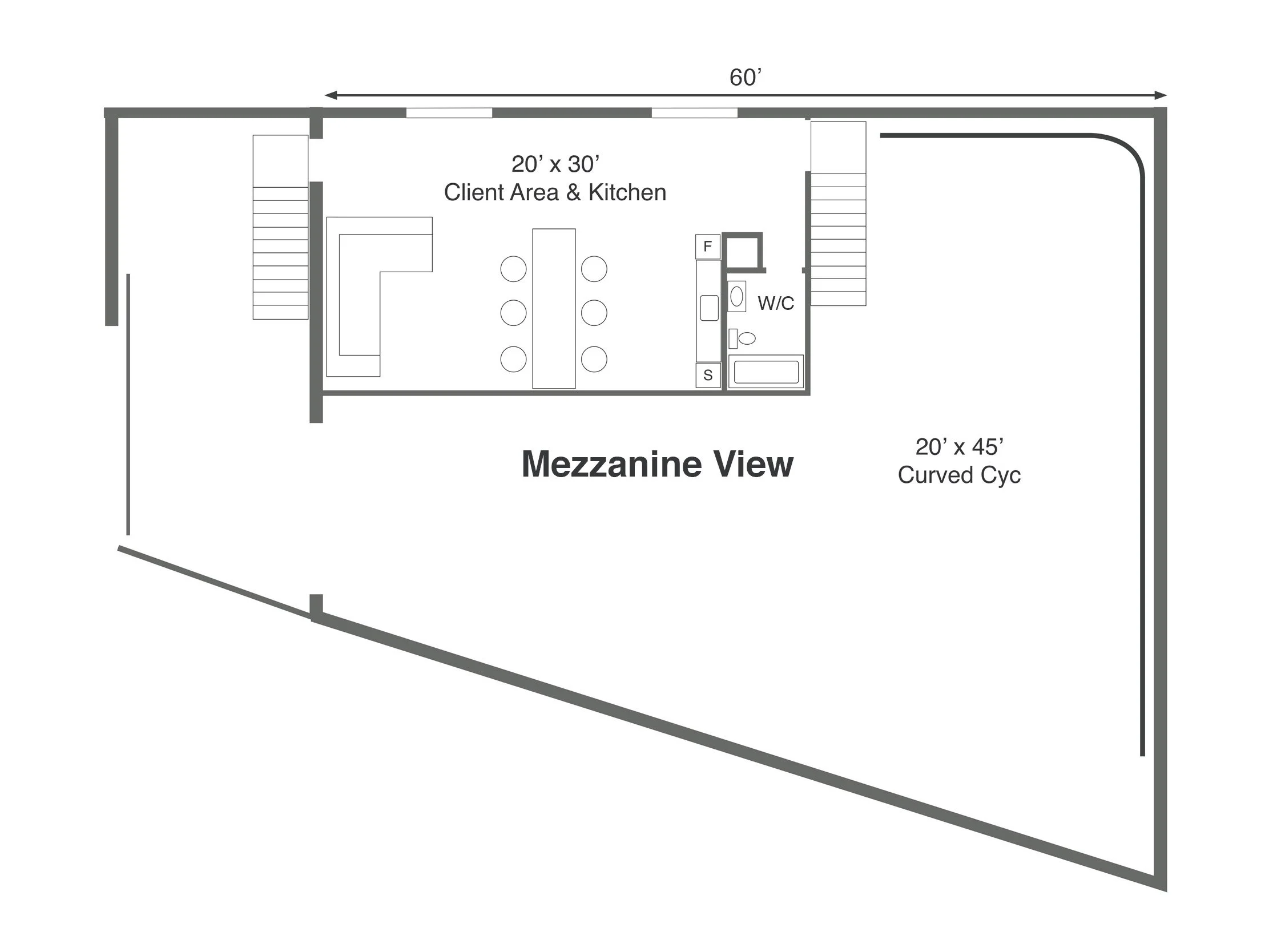 Floor plan of Sterling Studio, 4,250 sq ft soundstage and production space in Toronto's Lower Junction.