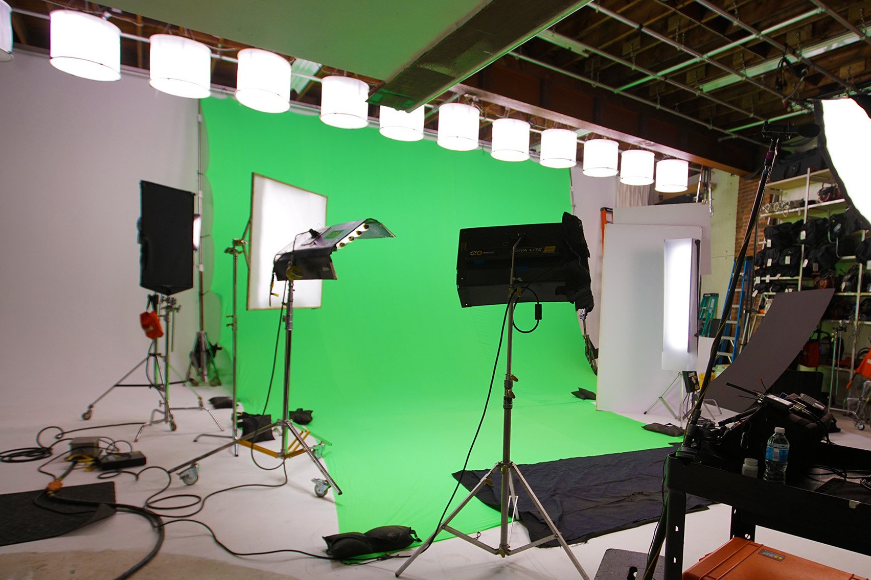 Chroma key, digi green, and digi blue fabrics available for rent at Sterling Studio, Toronto.