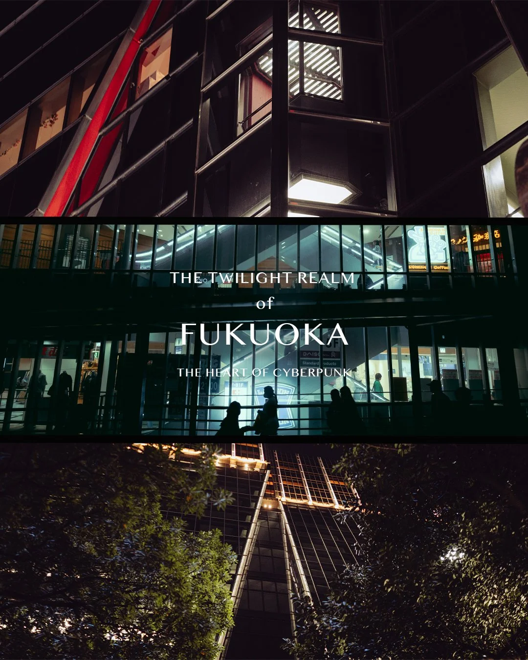 Entering the realm of twilight within Fukuoka. 

A city where cyberpunk meets the world and yet as the sun leaves from the horizon, the twilight realm enters through the corners of every street. A new world emerges from this futuristic one and the sh