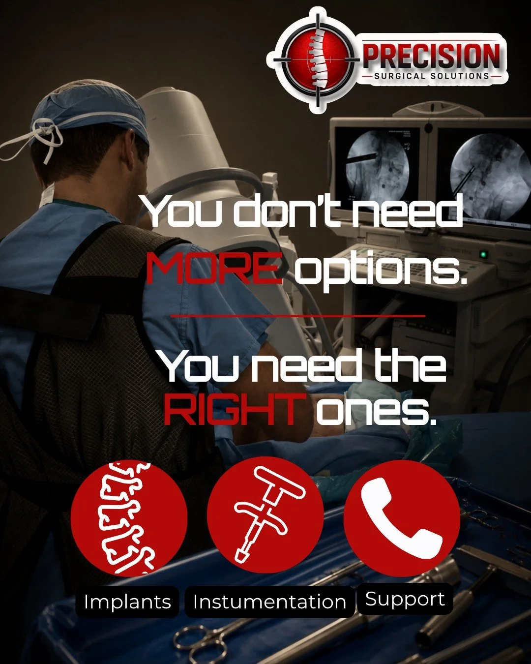 Surgeons don&rsquo;t need more noise -they need precision.

The goal is to provide exactly what&rsquo;s needed for each case, whether that&rsquo;s implants, instrumentation, or support.

No over complication. Just solutions that work.
#OrthopedicSurg