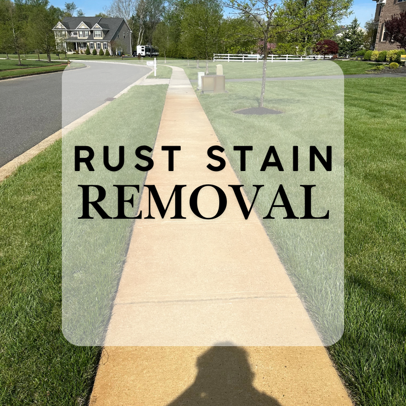 RUST REMOVAL is one of our most in-demand services! Nothing is more annoying than a beautiful home or lawn marred by rusty concrete, siding or surfaces! Our team is experienced in safely removing rust stains and restoring exterior surfaces to their o