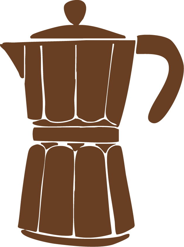 Une illustration d'une cafetière moka en brun.