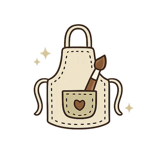 Un sac à dos beige avec une poche en forme de cœur et un pinceau à l'intérieur.