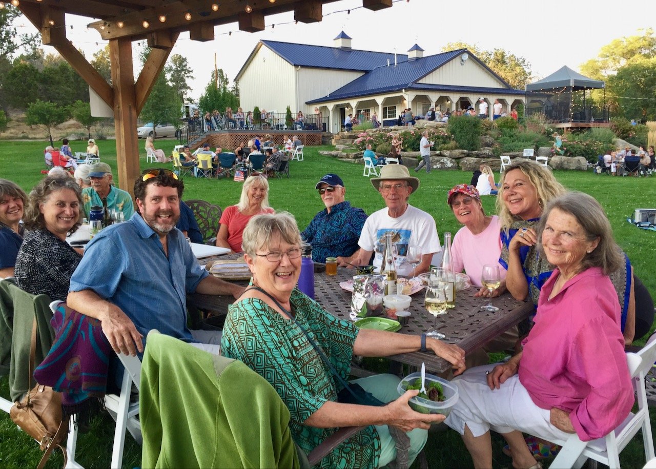 Enjoying a Friday evening of wine and music at Fox Fire Farms, a local winery.