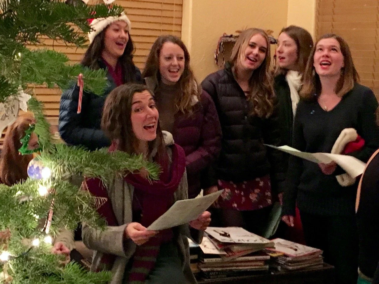 Carolers bringing the holiday spirit.