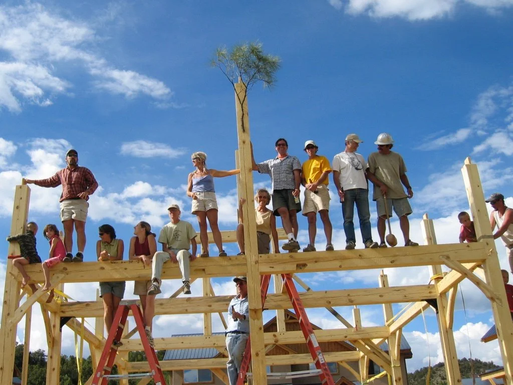 Timber frame home going up.