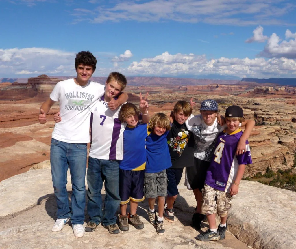 Boys hiking in Canyonlands.