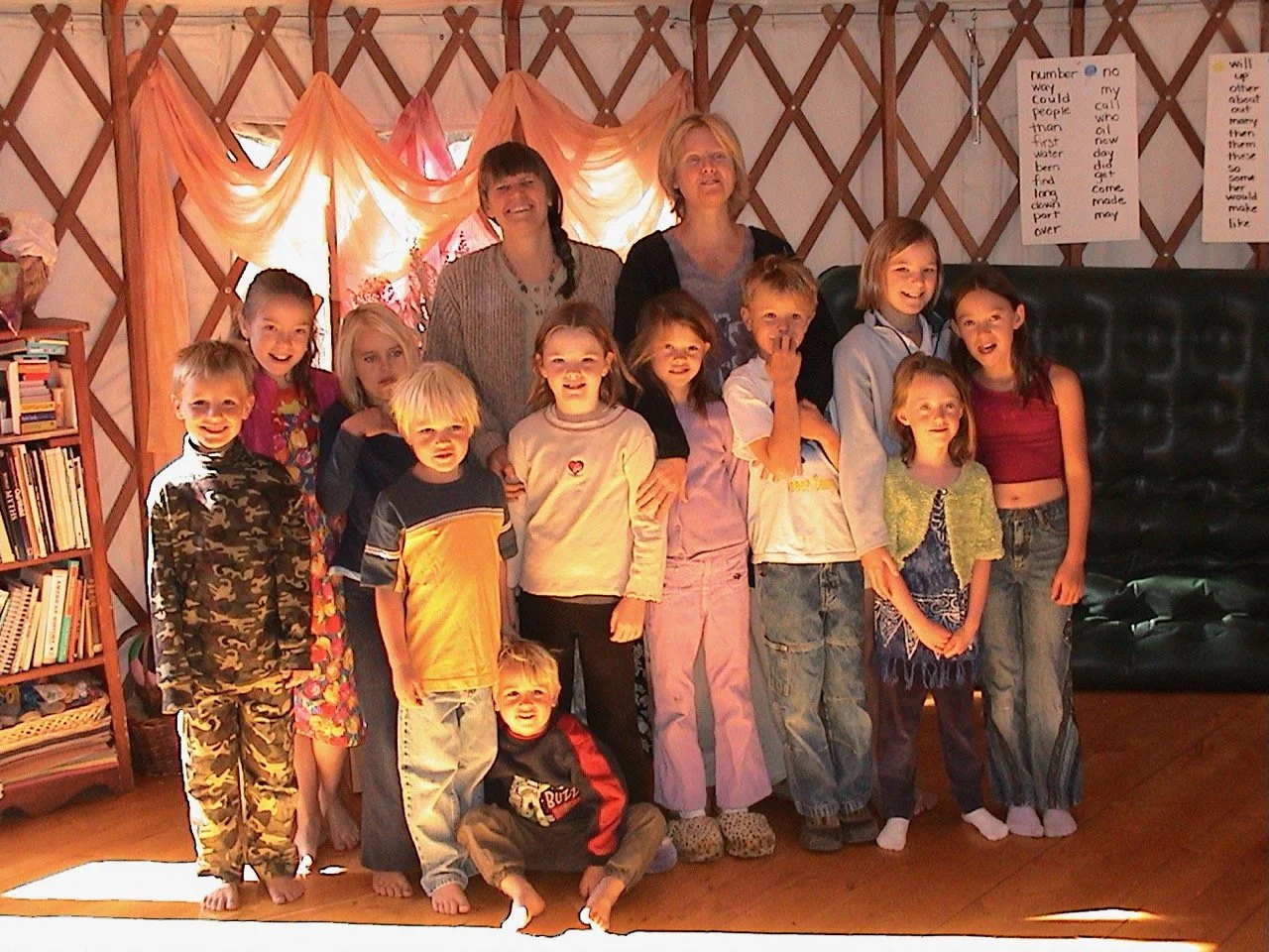 Homeschool cooperative in the yurt.