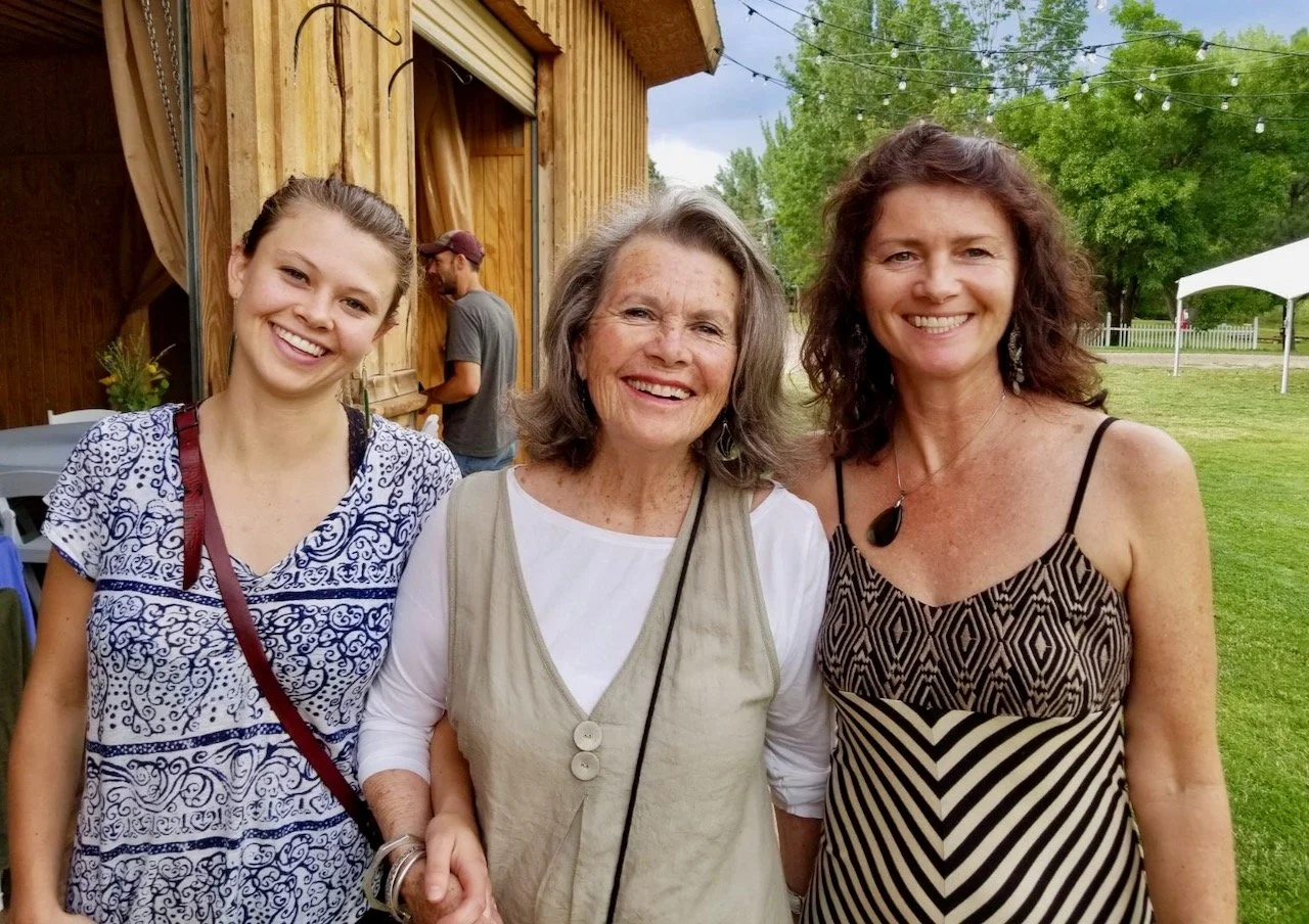 Three generations celebrating Mimi's 79th birthday.