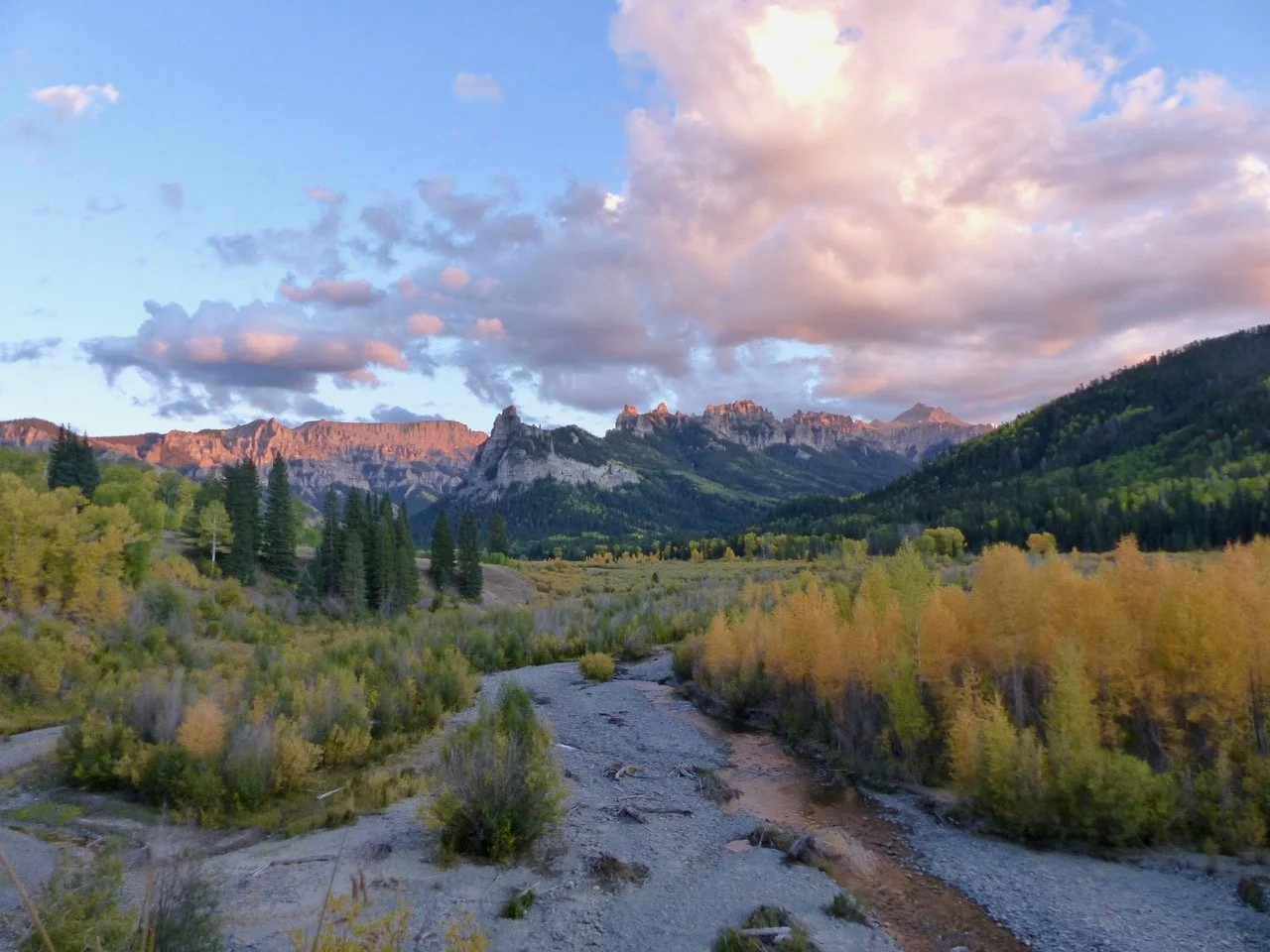 Alpenglow on the Uncompahgre Mountains.