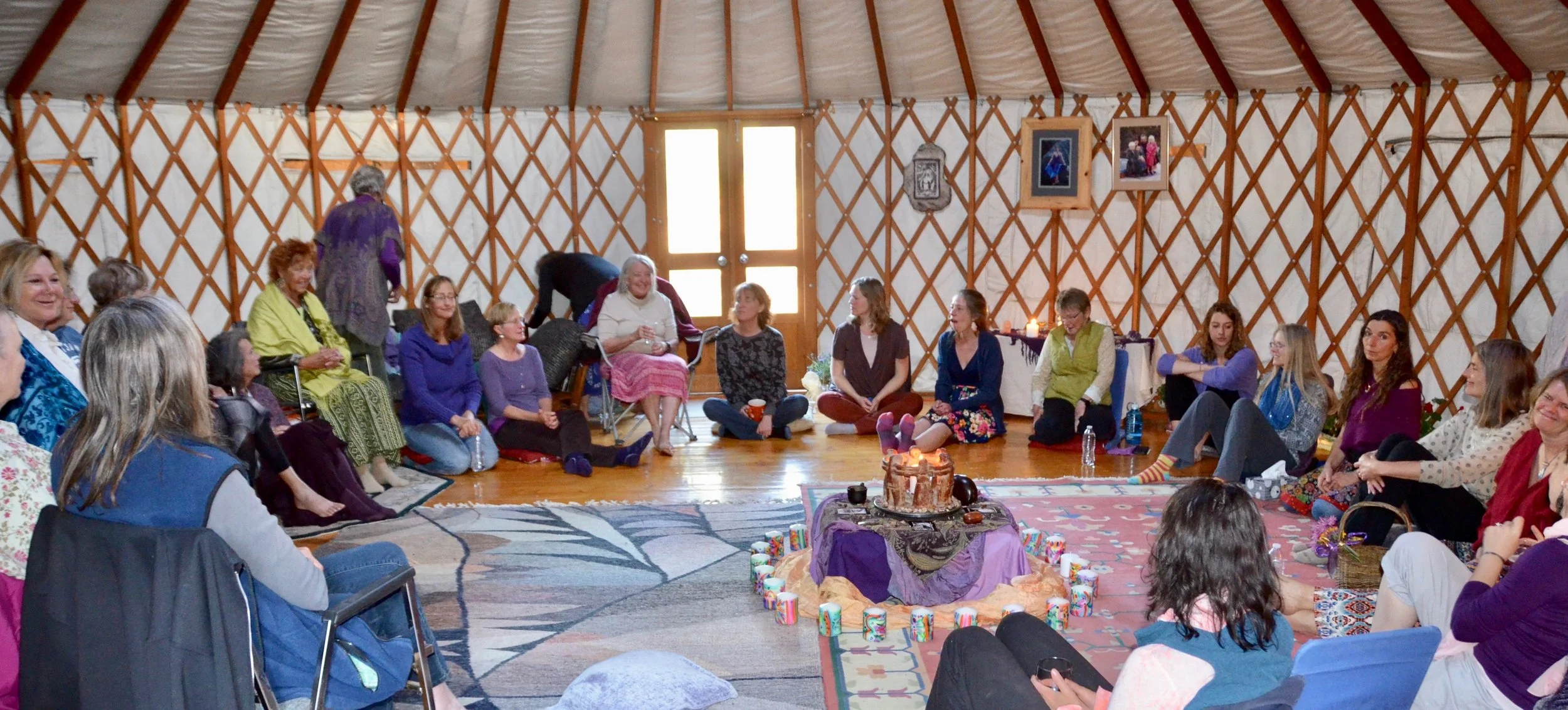 Women's circle in the yurt.