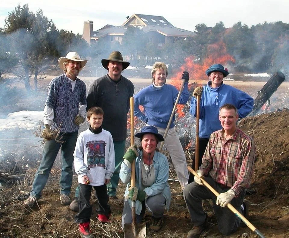 Burning slash during a monthly work party.