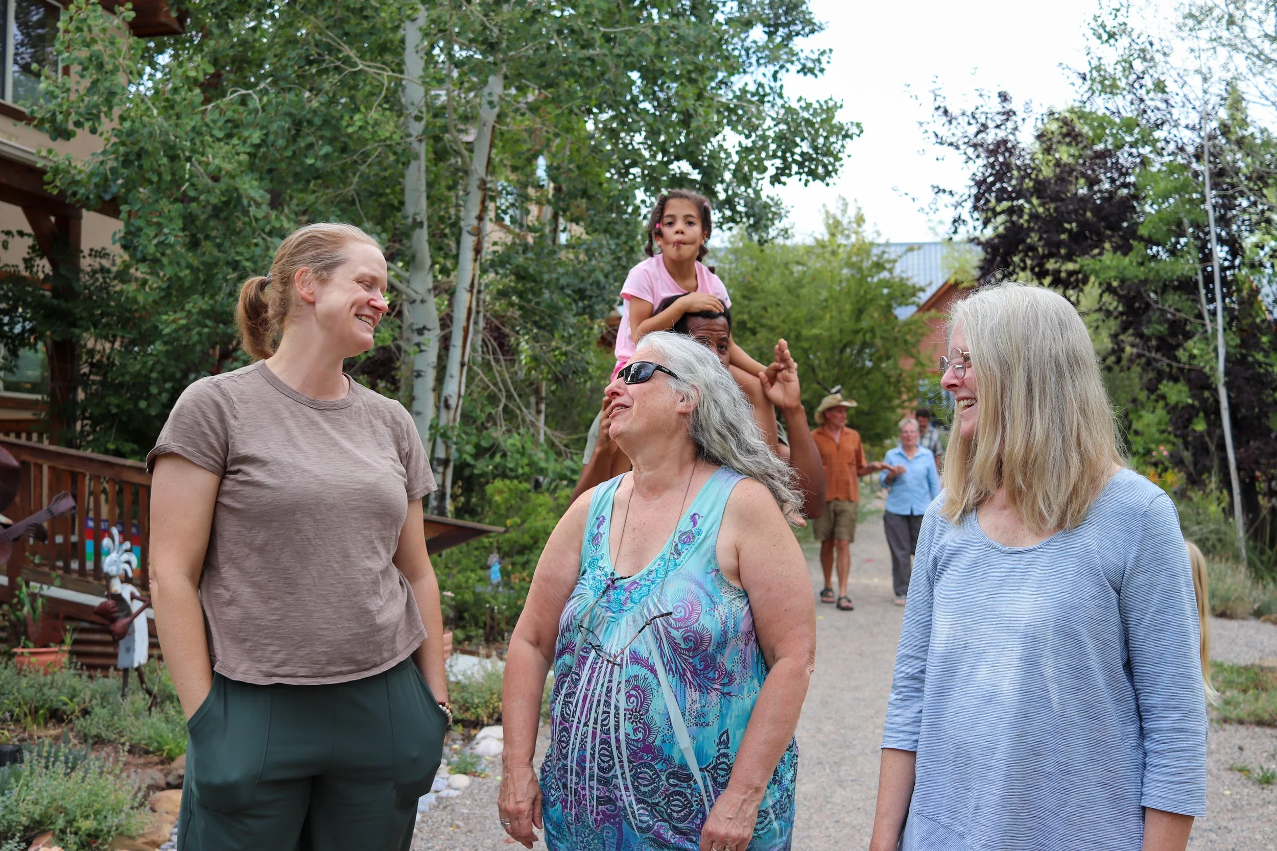 People talking together on the path