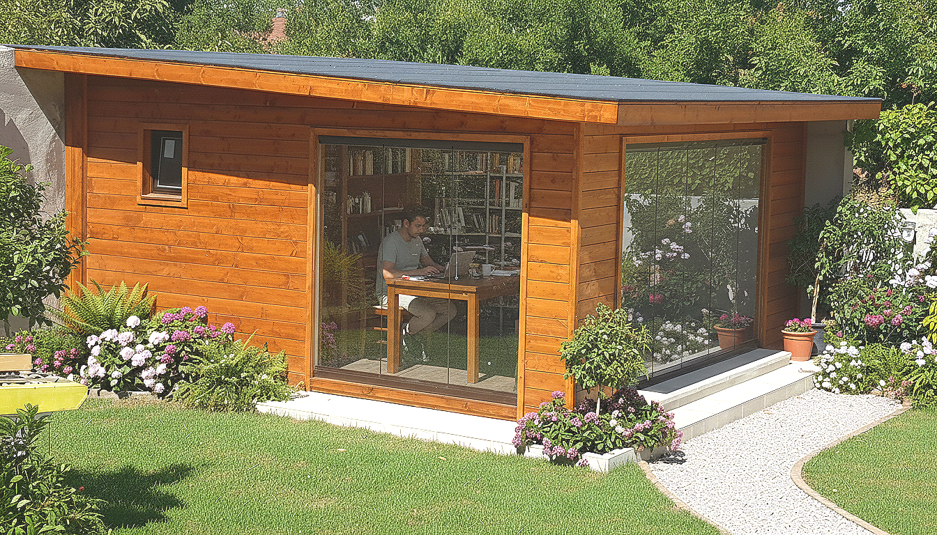 Despacho en el jardín. Trabaja con concentración real