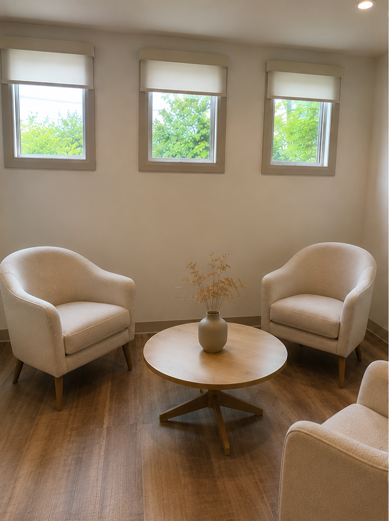 Welcoming therapy seating area