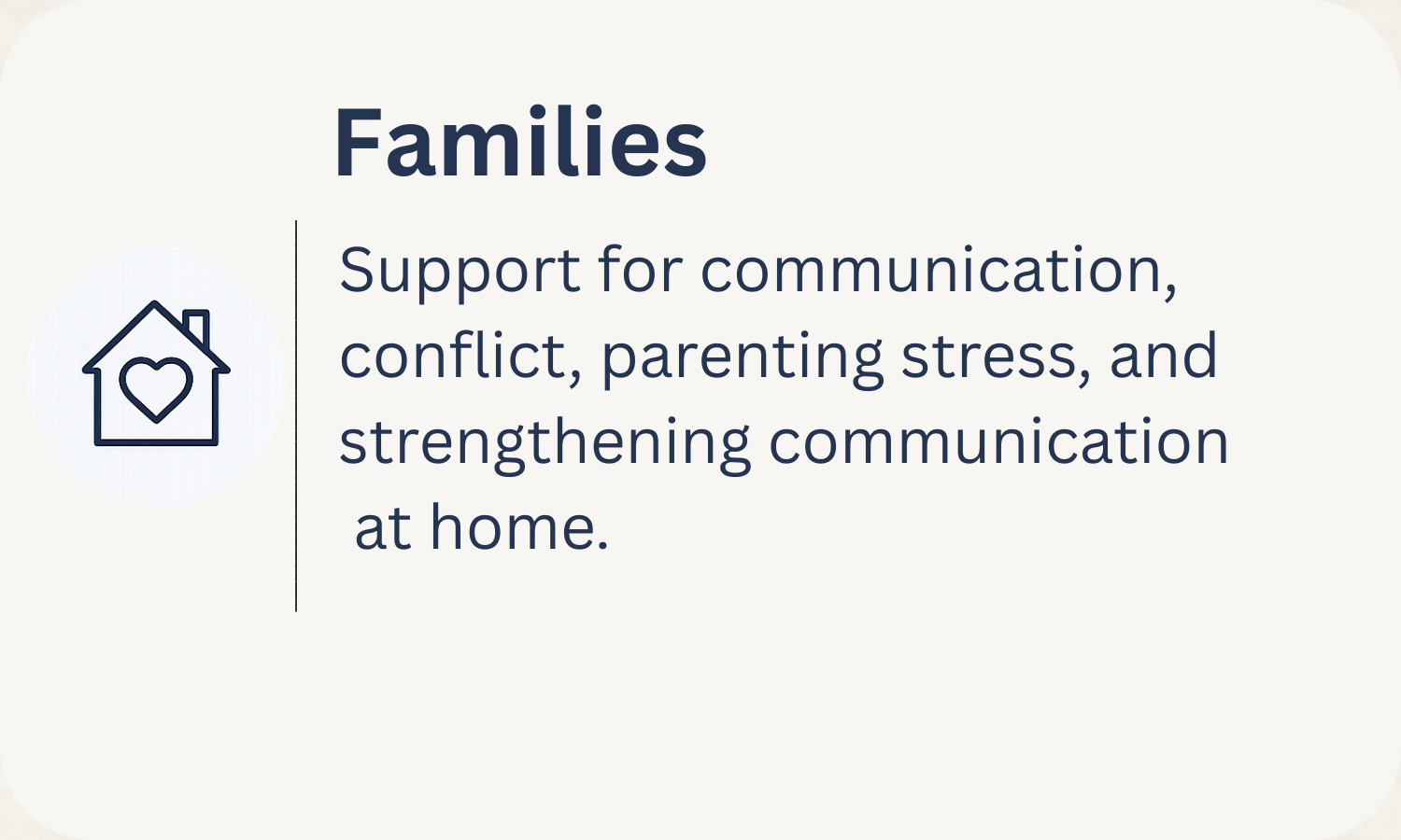 Family therapy supporting communication, conflict resolution, parenting stress, and stronger relationships at home in Ottawa and across Ontario.