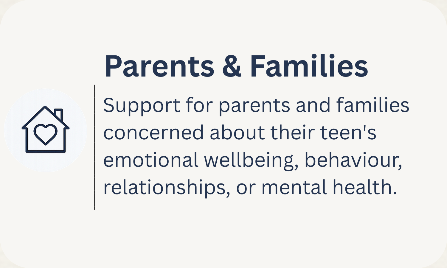 Parent and family support in Ottawa for teen mental health, behaviour, relationships, and emotional wellbeing.
