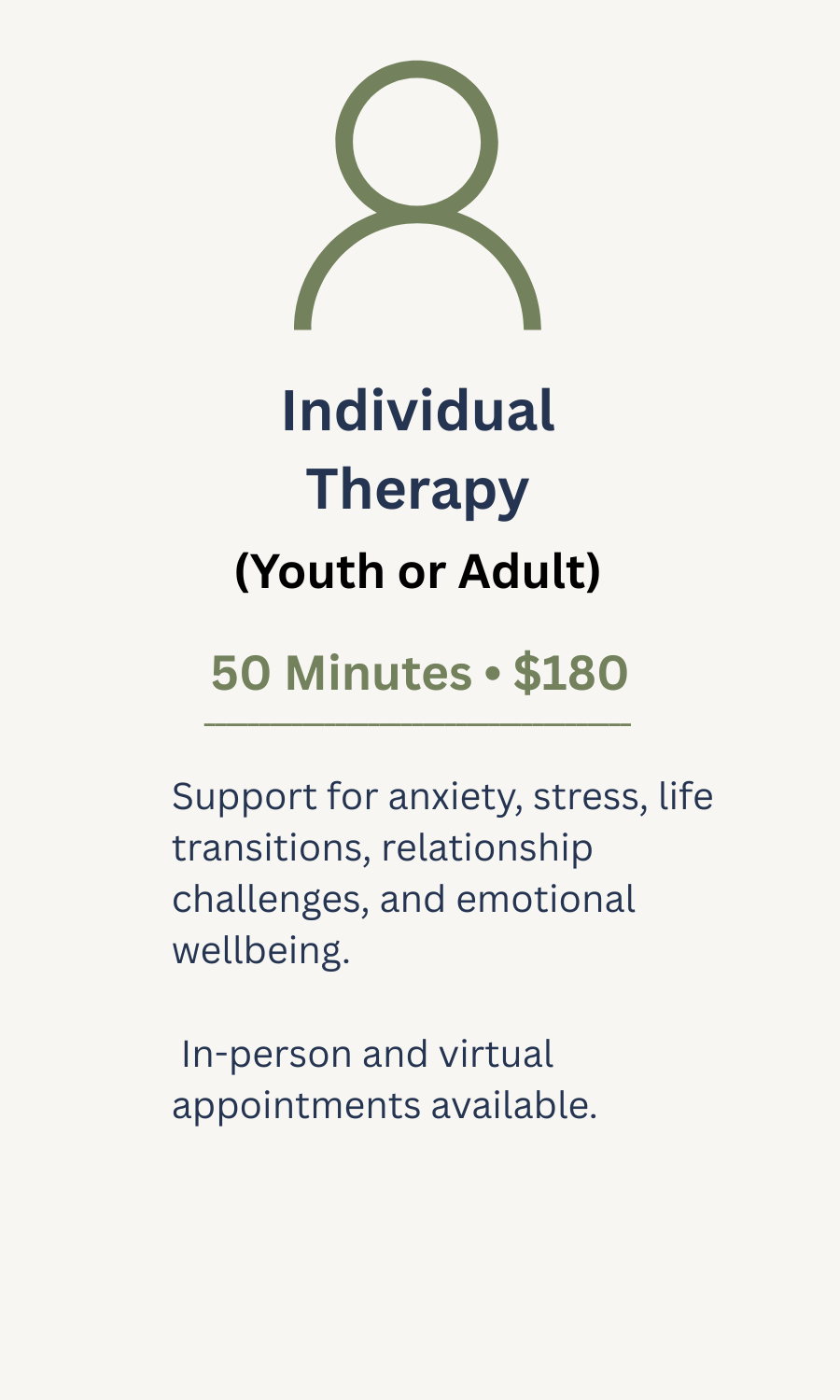 Individual therapy in Ottawa with session information for children, teens, and adults.