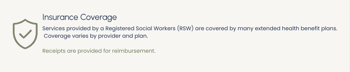 Insurance coverage information for therapy services provided by a Registered Social Worker (RSW).