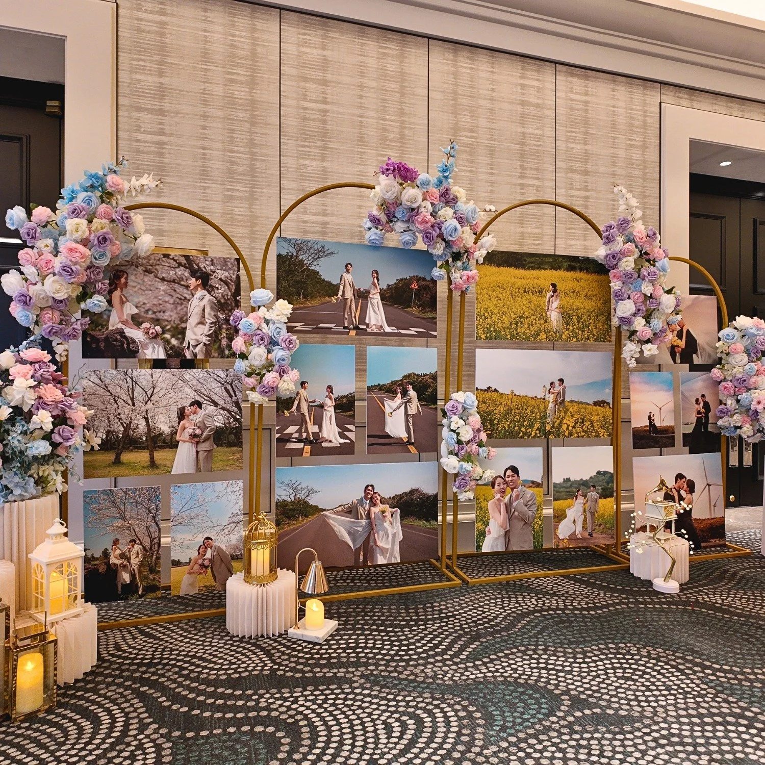 Soft blush tones, dreamy textures &amp; romantic florals 🌸✨

Our Cotton Candy themed florals paired with an Arch Photo Gallery create an ever grand and immersive wedding atmosphere 🤍

A beautiful blend of elegance and memories &mdash; perfect for w