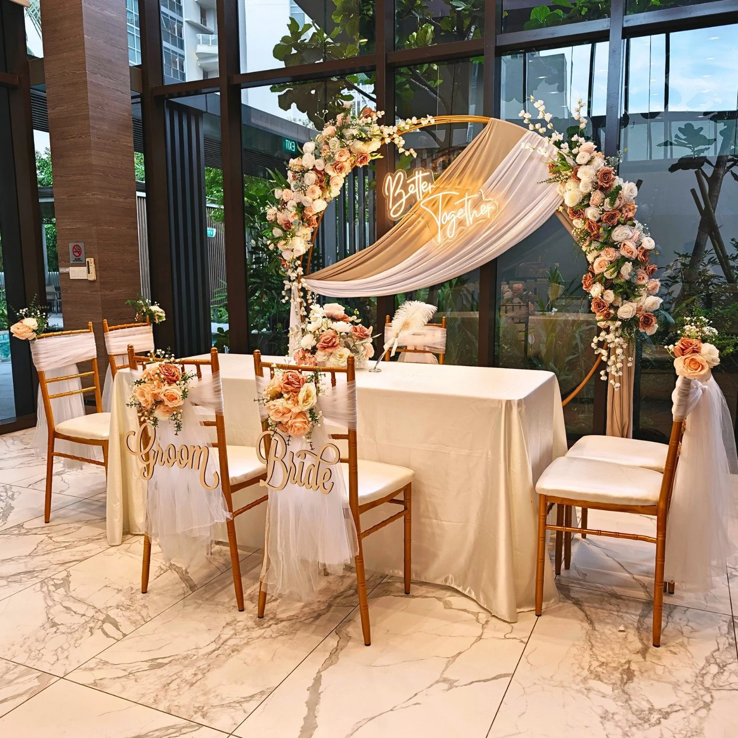 A beautiful solemnization setup doesn&rsquo;t have to cost a fortune 🤍🌸

Launching our new ROM Solemnization product line featuring circular floral arches, styled solemnization tables &amp; chair florals from just $358 nett (depending on venue circ
