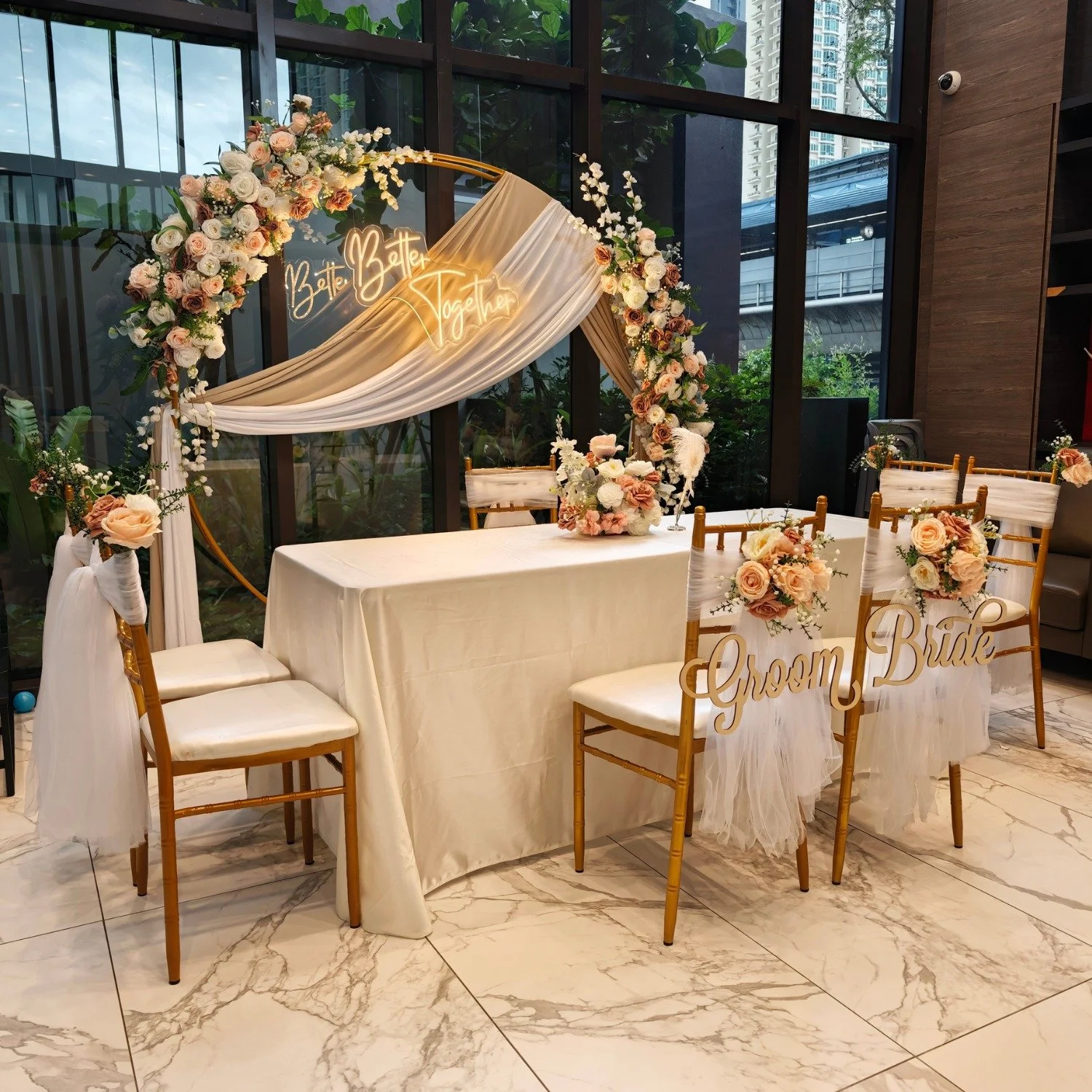 A beautiful solemnization setup doesn&rsquo;t have to cost a fortune 🤍🌸

Launching our new ROM Solemnization product line featuring circular floral arches, styled solemnization tables &amp; chair florals from just $358 nett (depending on venue circ