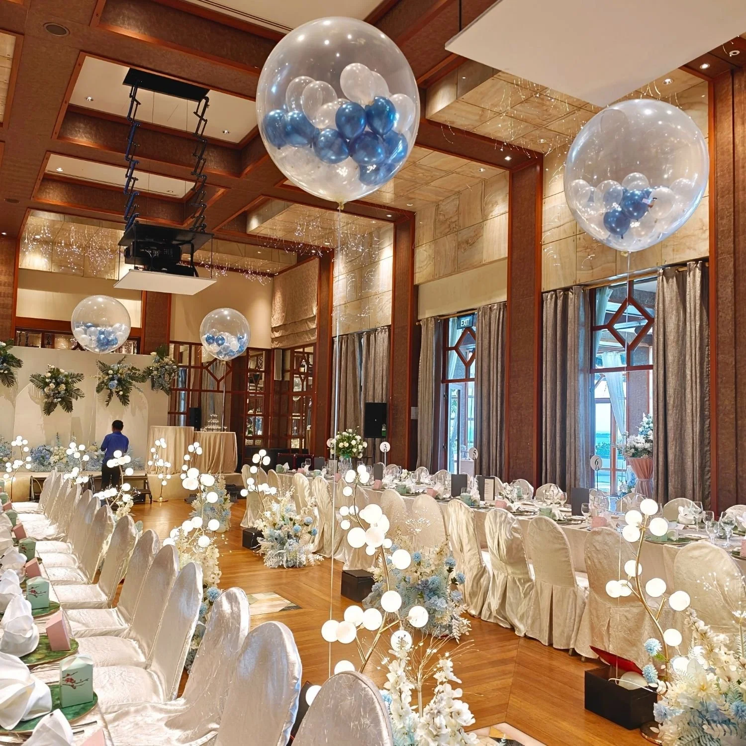 Blue, White & Transparent Balloons