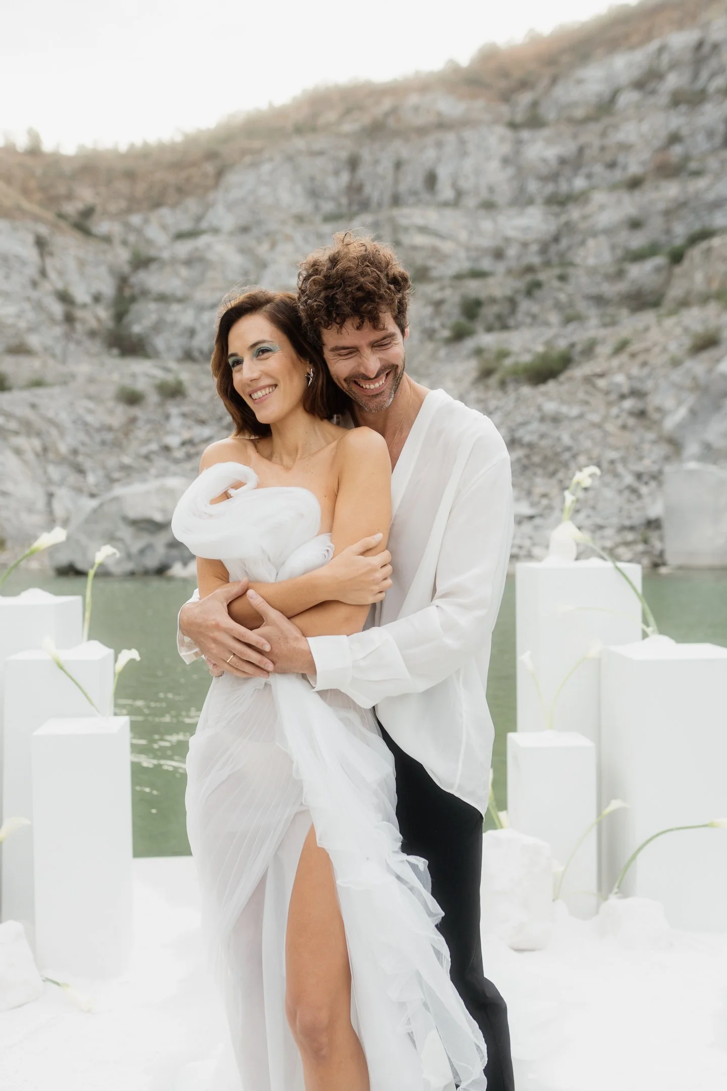 Wedding couple hugging, Spain