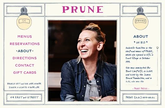 Prune Restaurant - Website!