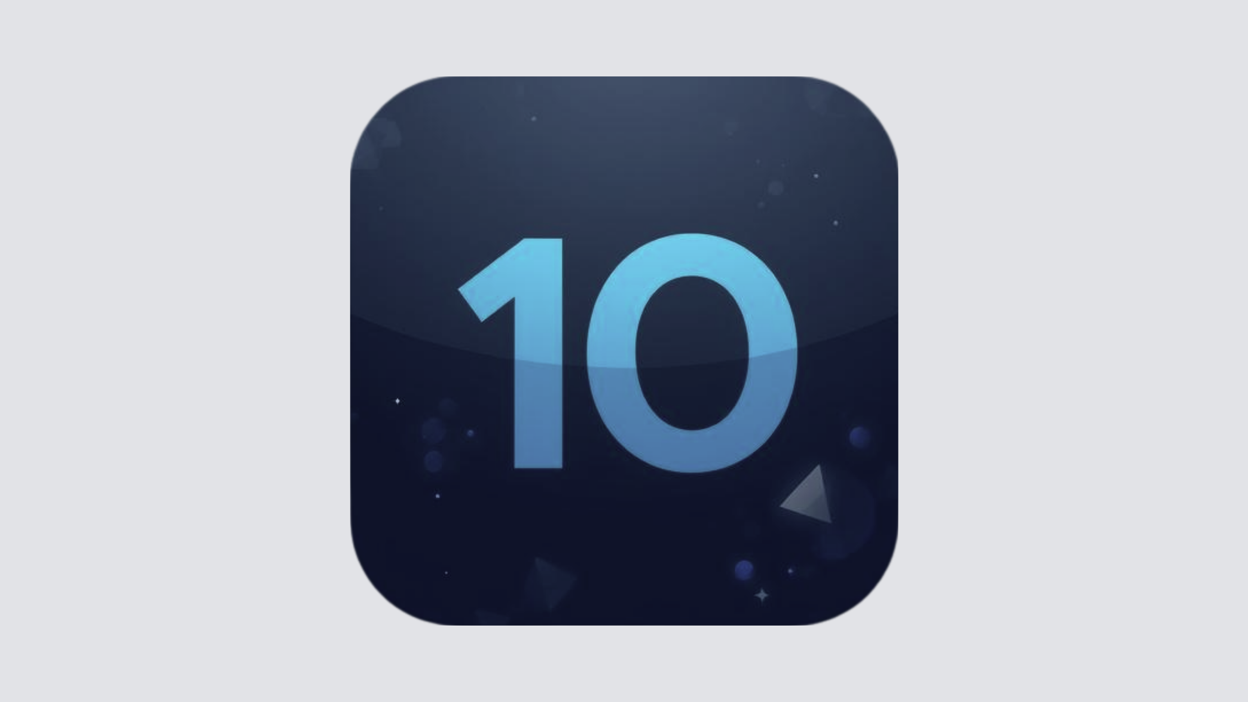 Calendar icon displaying the number 10 in blue against a dark background with star-like effects.