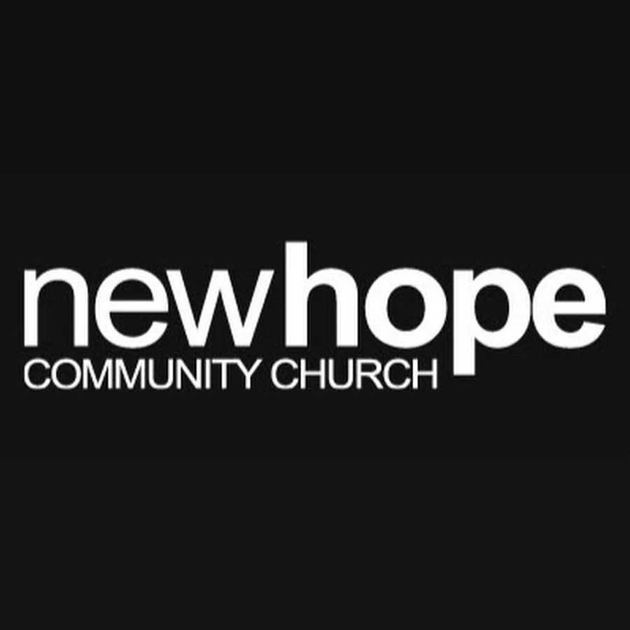 Logo for New Hope Community Church with black background and white text.