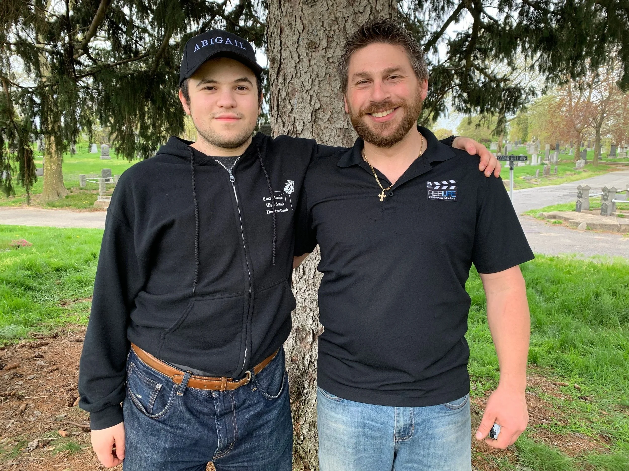 Max Hechtman and Christonikos Tsalikis on set after the last day of filming.