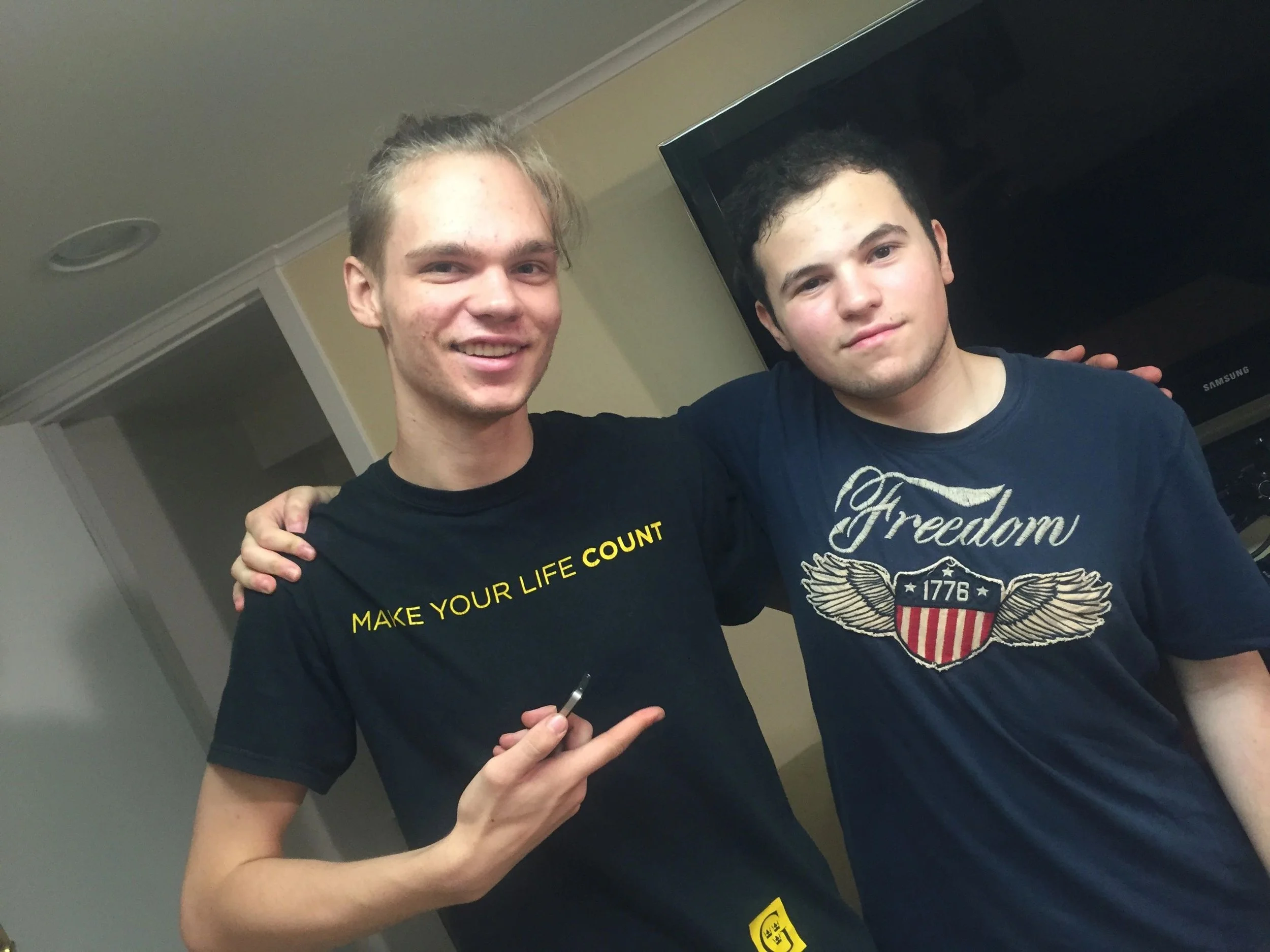 Lucas Iverson and Max Hechtman on set during the final day of filming.