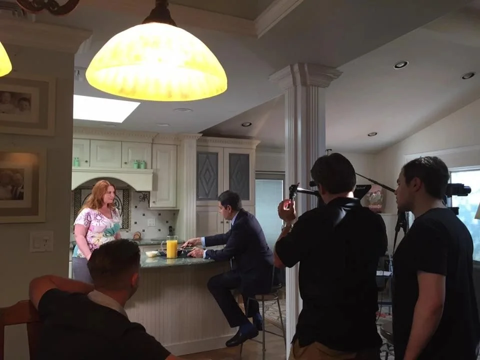 Christonikos Tsalikis and Max Hechtman filming Brooke Freeman and Luigi Fenzo for one of the scenes at home.