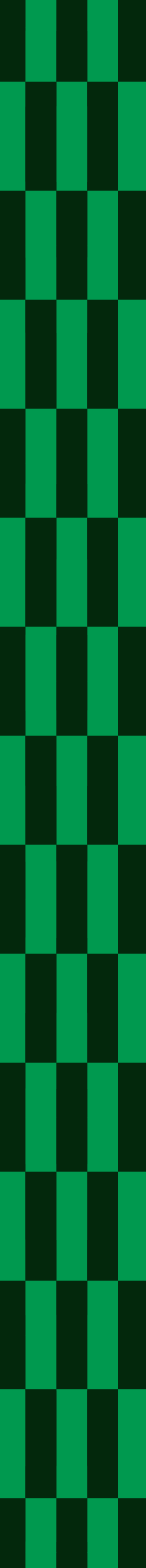 A vertically oriented patterned design with alternating dark and light green rectangular blocks.