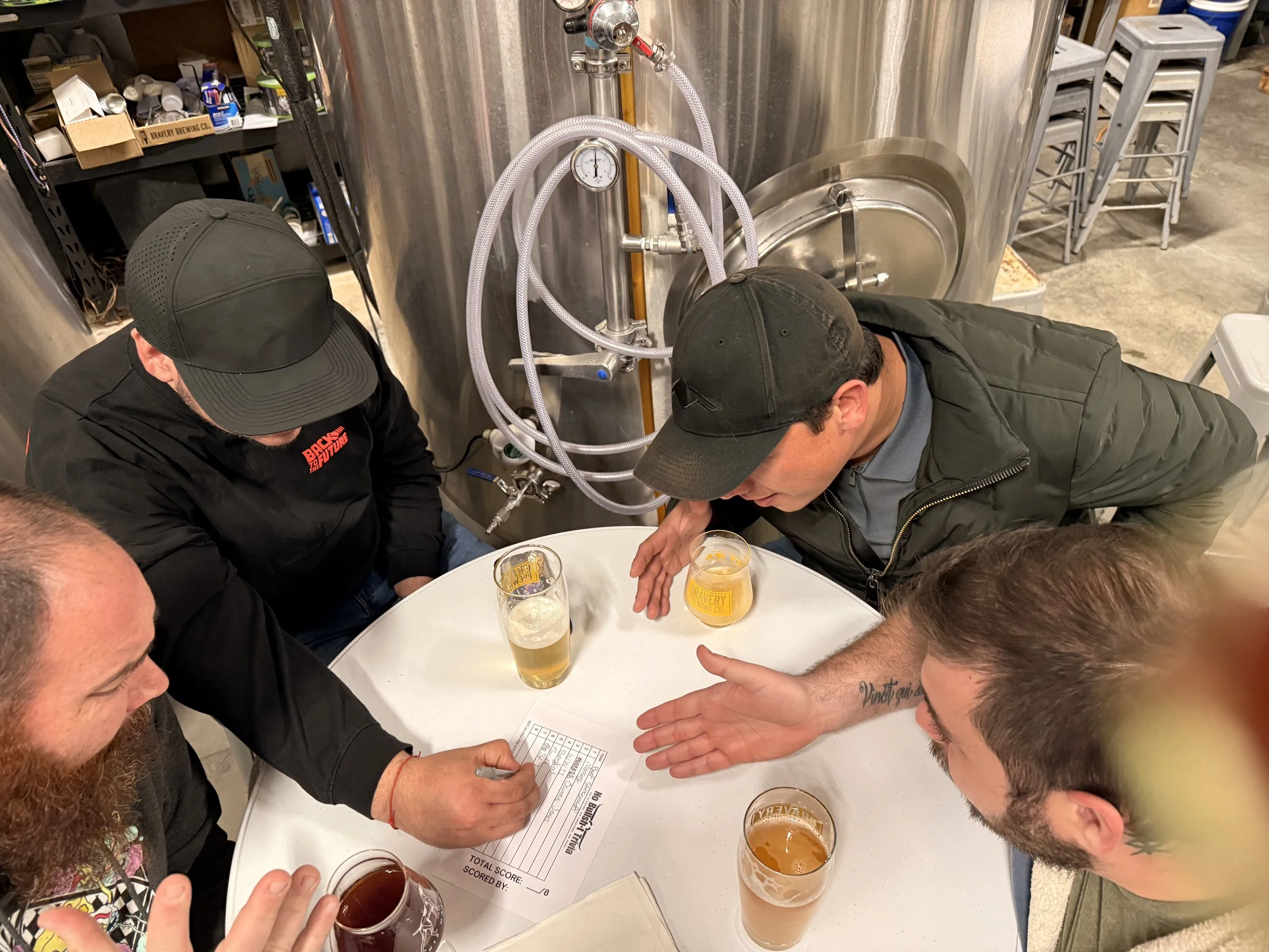 A photograph of a team playing No Bullshit trivia