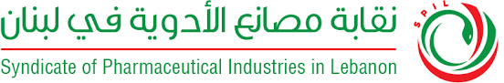 Logo of the Syndicate of Pharmaceutical Industries in Lebanon with Arabic and English text