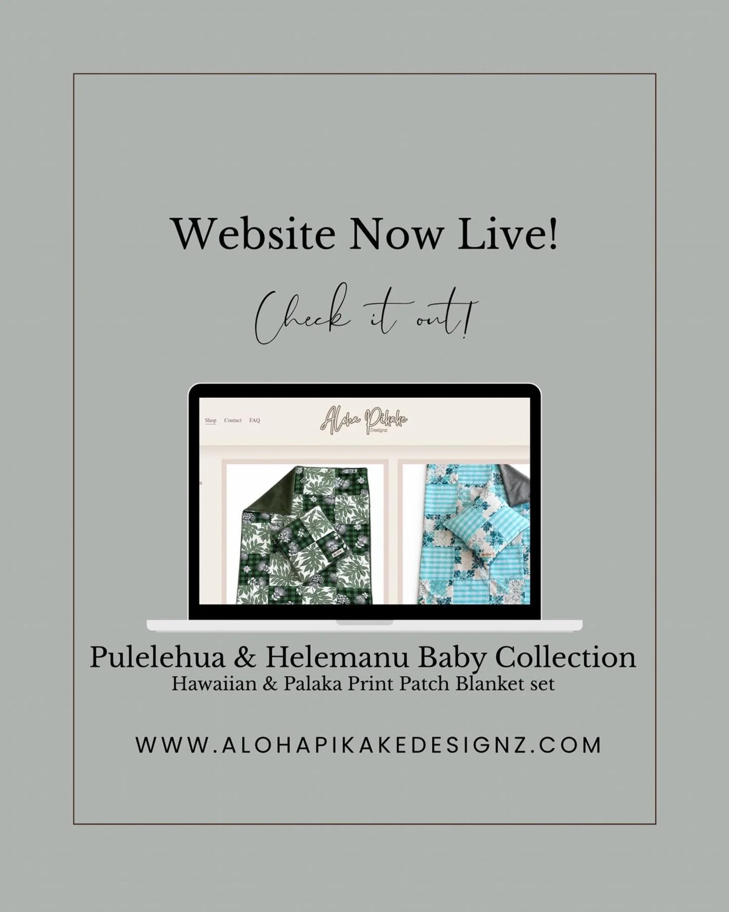 ✨ Our website is officially LIVE! ✨

Introducing the Pulelehua &amp; Helemanu Baby Collection &mdash; a cozy blend of Hawaiian-inspired prints and timeless palaka patchwork made with aloha 🤍🌿🩵

Shop the collection now at
🌐 www.alohapikakedesignz.