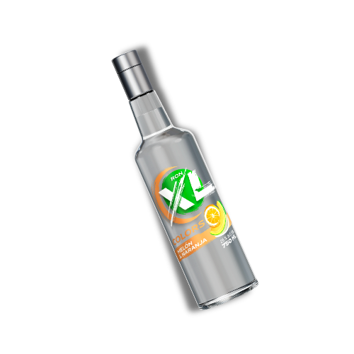 A clear spray bottle with a silver nozzle, labeled 'Color' with a lemon and orange graphic on black background.