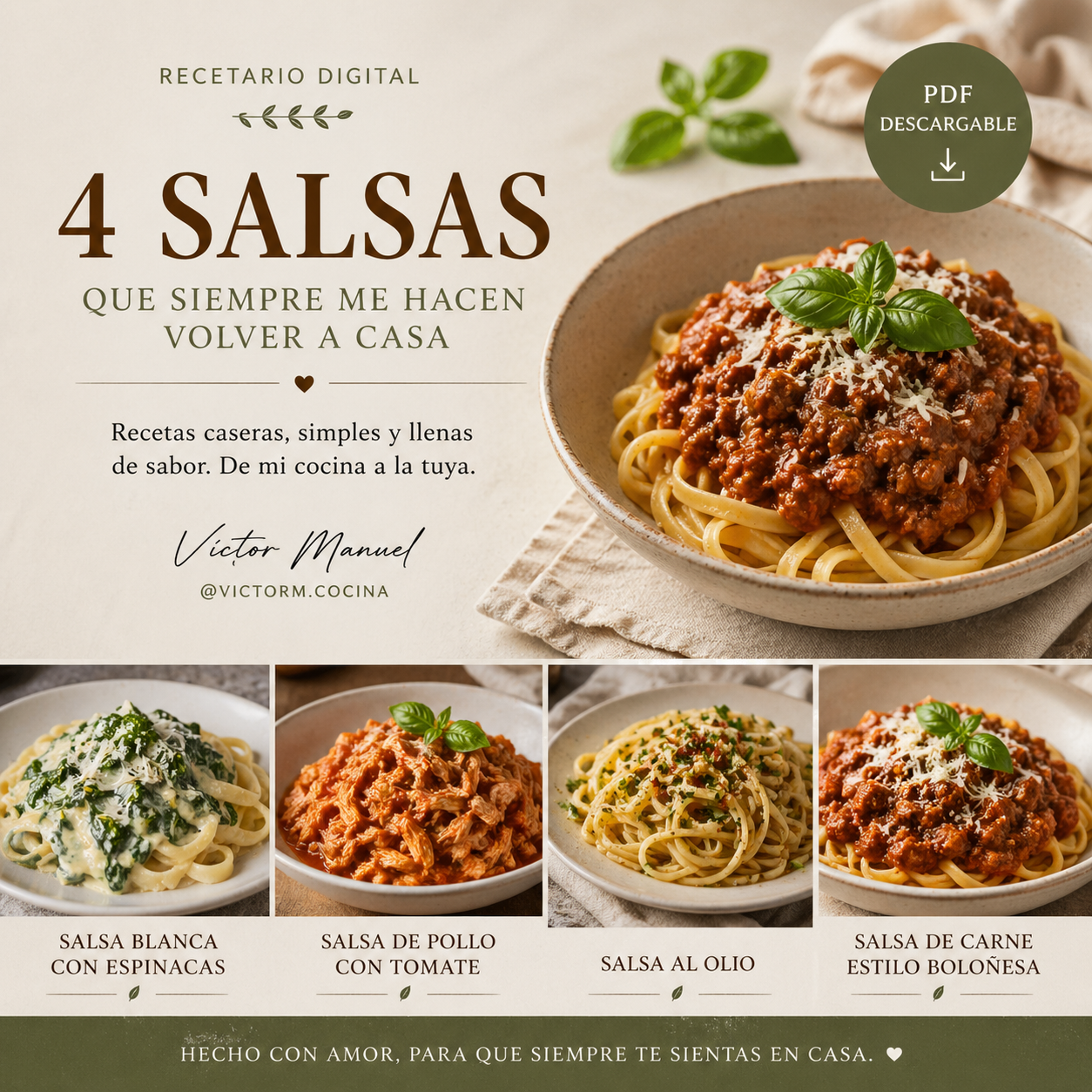 4 Recetas de salsas de pasta de mi mamá