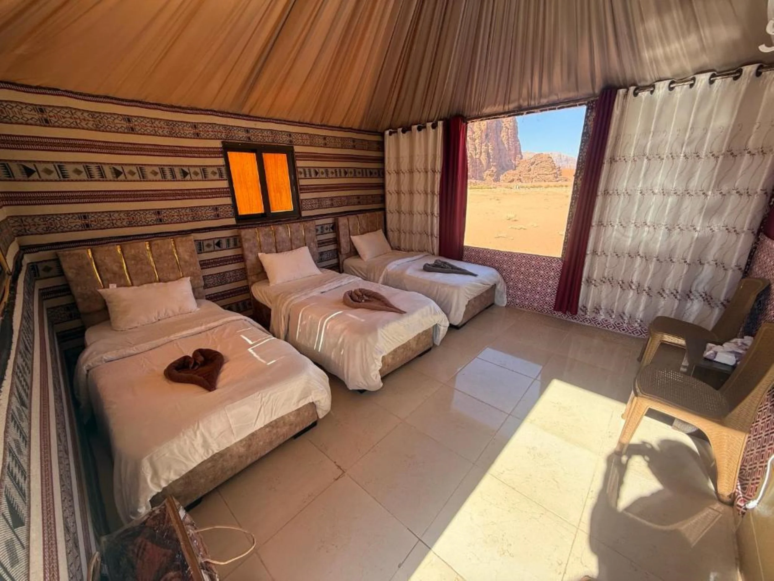 Luxury Bedouin tent interior at Legacy Tours Camp