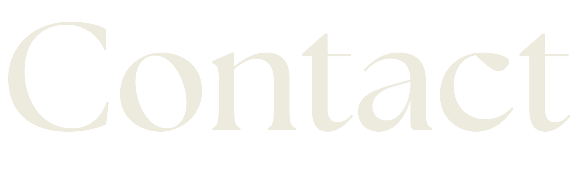 Een grote tekst met het woord 'Contact' in lichte letters op een donkere achtergrond.