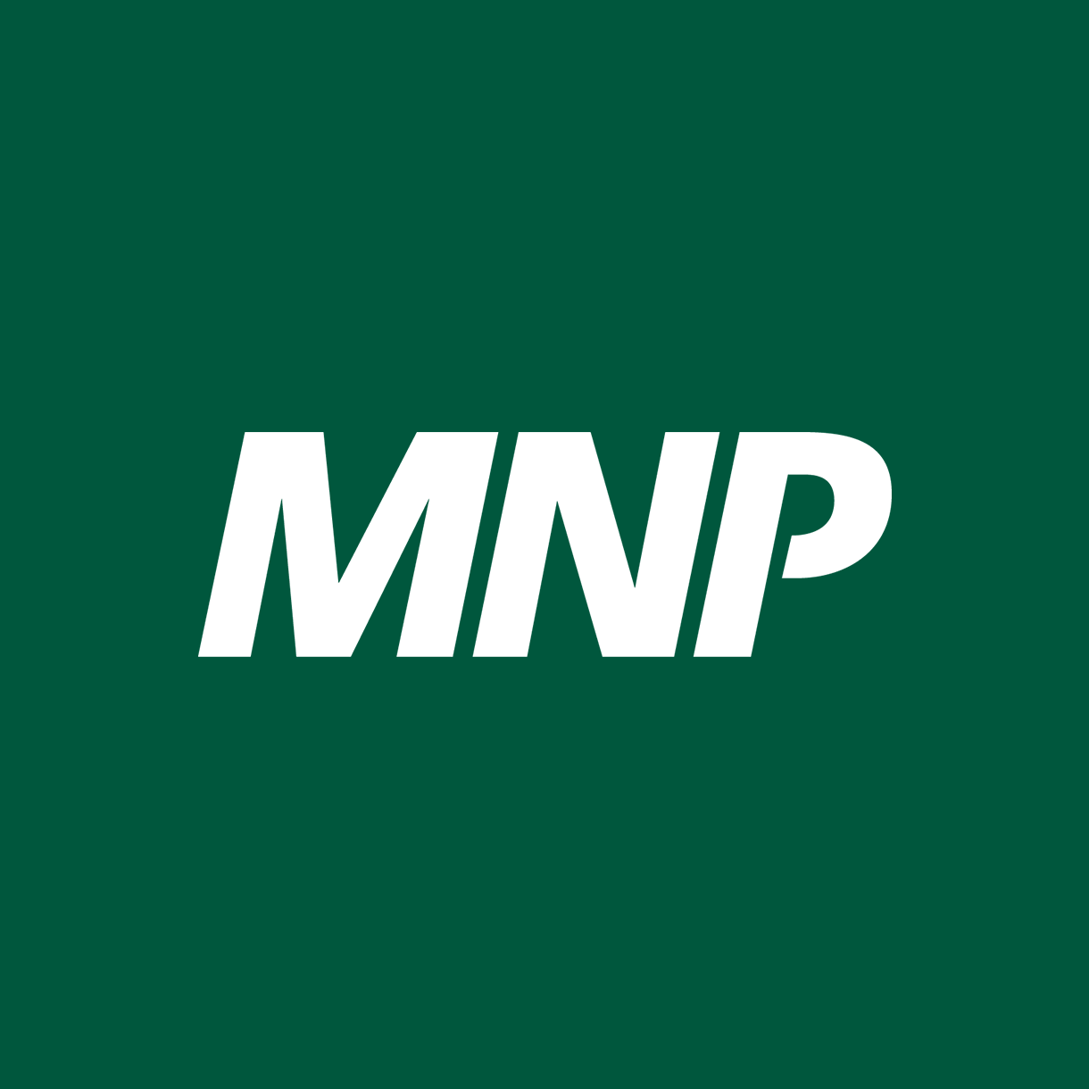 Green background with bold white text 'MNP' centered logo.