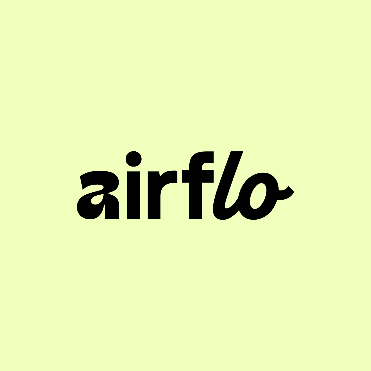 The word 'airflo' in bold, black font on a light green background.